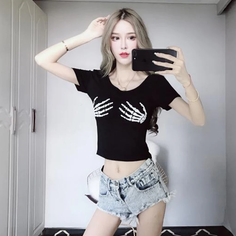 Sexy Bandage Graphic Cartoon Hand Character Funny Print Short Sleeve Tee Crop Top Shirt Streetwear Harajuku Cute T-Shirt Korean
Sexy Bandage Graphic Cartoon Hand Character Funny Print Short Sleeve Tee Crop Top Shirt Streetwear Harajuku Cute T-Shirt Korean