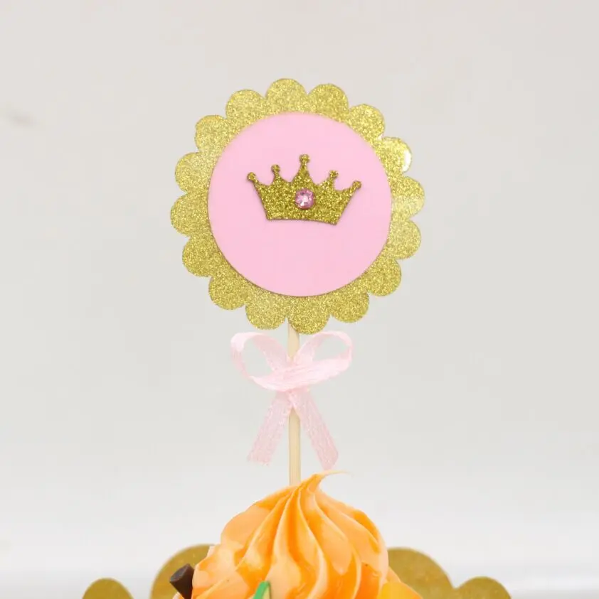 24pcs Pink/Gold Crown Cupcake Toppers with Bow Girl Baby Shower Princess Birthday Party Decoration
24pcs Pink/Gold Crown Cupcake Toppers with Bow Girl Baby Shower Princess Birthday Party Decoration