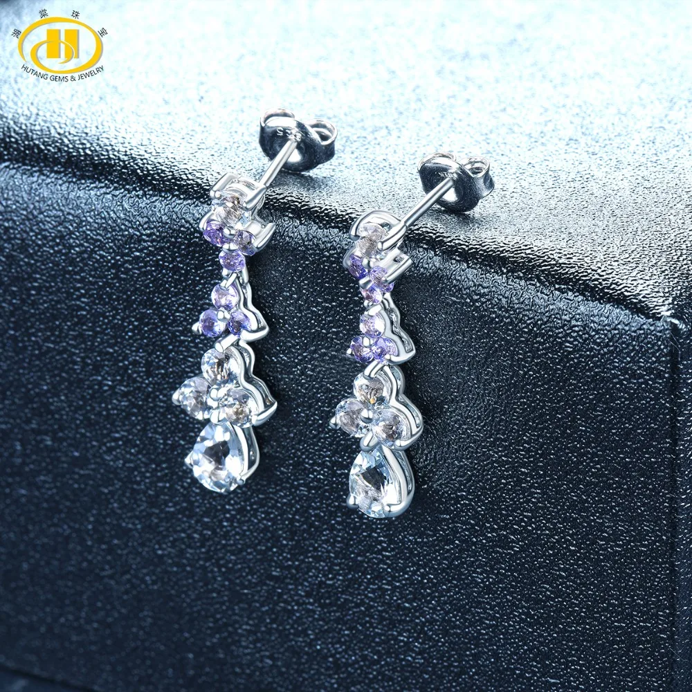 Hutang Aquamarine Stud Earrings Natural Gemstone Tanzanite Solid 925 Sterling Silver Fine Fashion Stone Jewelry For Women's Gift
Hutang Aquamarine Stud Earrings Natural Gemstone Tanzanite Solid 925 Sterling Silver Fine Fashion Stone Jewelry For Women's Gift