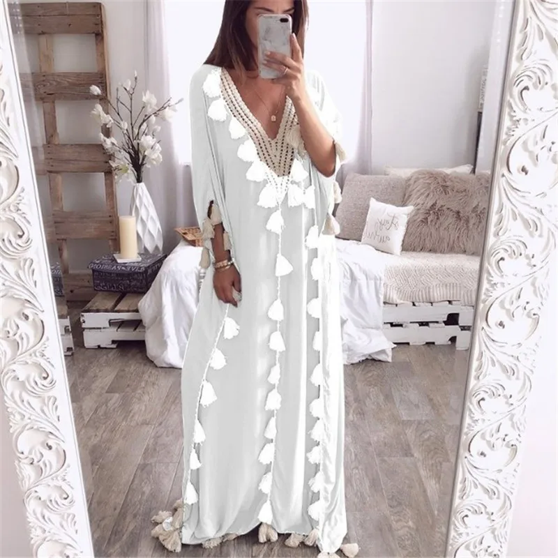 Casual Maxi Dress Plus Size White Dress Women Patchwork Tassels Bohemian Long Dress Hawaiian Summer Beach Party Dress Ds50711
Casual Maxi Dress Plus Size White Dress Women Patchwork Tassels Bohemian Long Dress Hawaiian Summer Beach Party Dress Ds50711