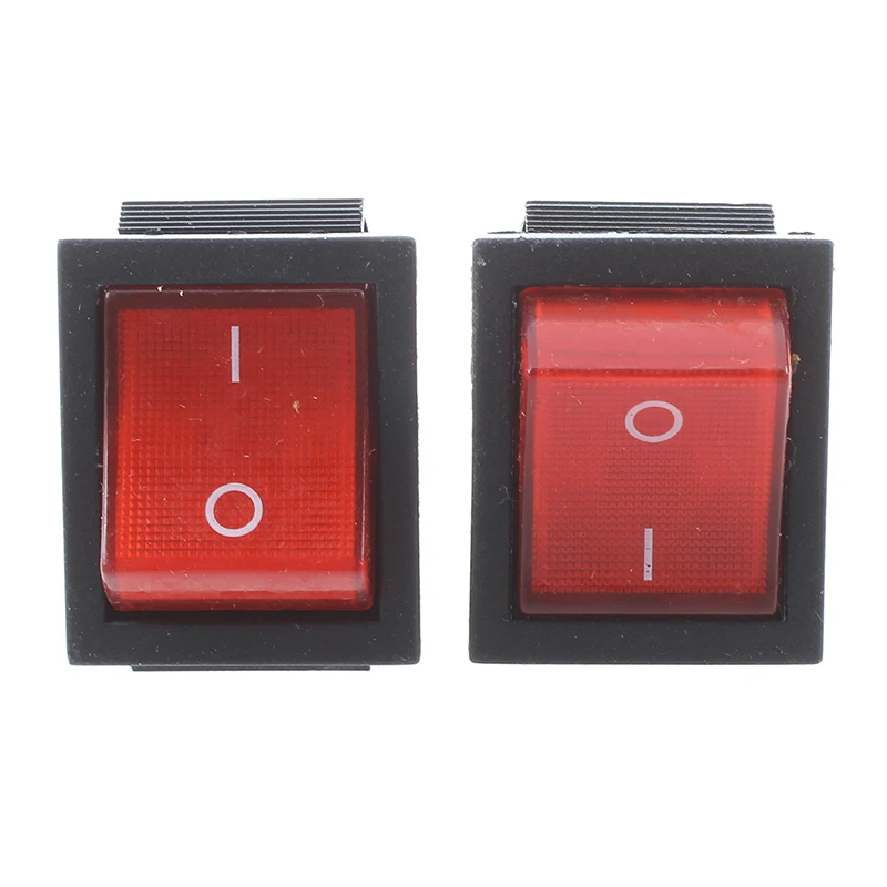 

16A/250VAC 20A/125VAC Red Indicator Light 4 Pin ON/OFF DPST Rocker Switch 2 Pcs