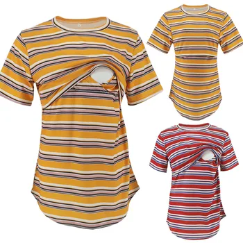 Breastfeeding Clothes Women Pregnant Nusring Short Sleeve Tops Stripe O-Neck Blouse Clothes Premama Hot Sale Mothers Clothing
Breastfeeding Clothes Women Pregnant Nusring Short Sleeve Tops Stripe O-Neck Blouse Clothes Premama Hot Sale Mothers Clothing