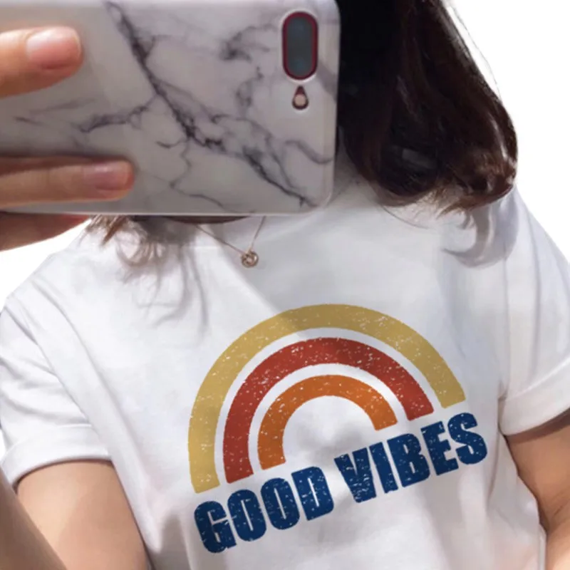 2019 New Top Women Letter Good Vibes Cotton O-Neck Casual Tops Tee Summer Female T shirt Short Sleeve Women Clothing t shirt
2019 New Top Women Letter Good Vibes Cotton O-Neck Casual Tops Tee Summer Female T shirt Short Sleeve Women Clothing t shirt
