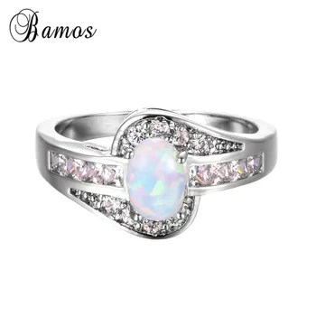 Bamos White Gold Filled Wave Ring White/Blue Fire Oval Opal Finger Rings For Women Girls Luxury Engagement Jewelry Best Gift
Bamos White Gold Filled Wave Ring White/Blue Fire Oval Opal Finger Rings For Women Girls Luxury Engagement Jewelry Best Gift