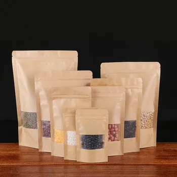 100pcs High quality kraft paper bag 14*20cm (4.7*7.8in) window ziplock bag nut dried fruit snacks universal package
100pcs High quality kraft paper bag 14*20cm (4.7*7.8in) window ziplock bag nut dried fruit snacks universal package