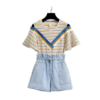 summer wear women stripe sweatshirt blue denim shorts new suit two-piece leisure outfit clothing set girl causual clothes
summer wear women stripe sweatshirt blue denim shorts new suit two-piece leisure outfit clothing set girl causual clothes