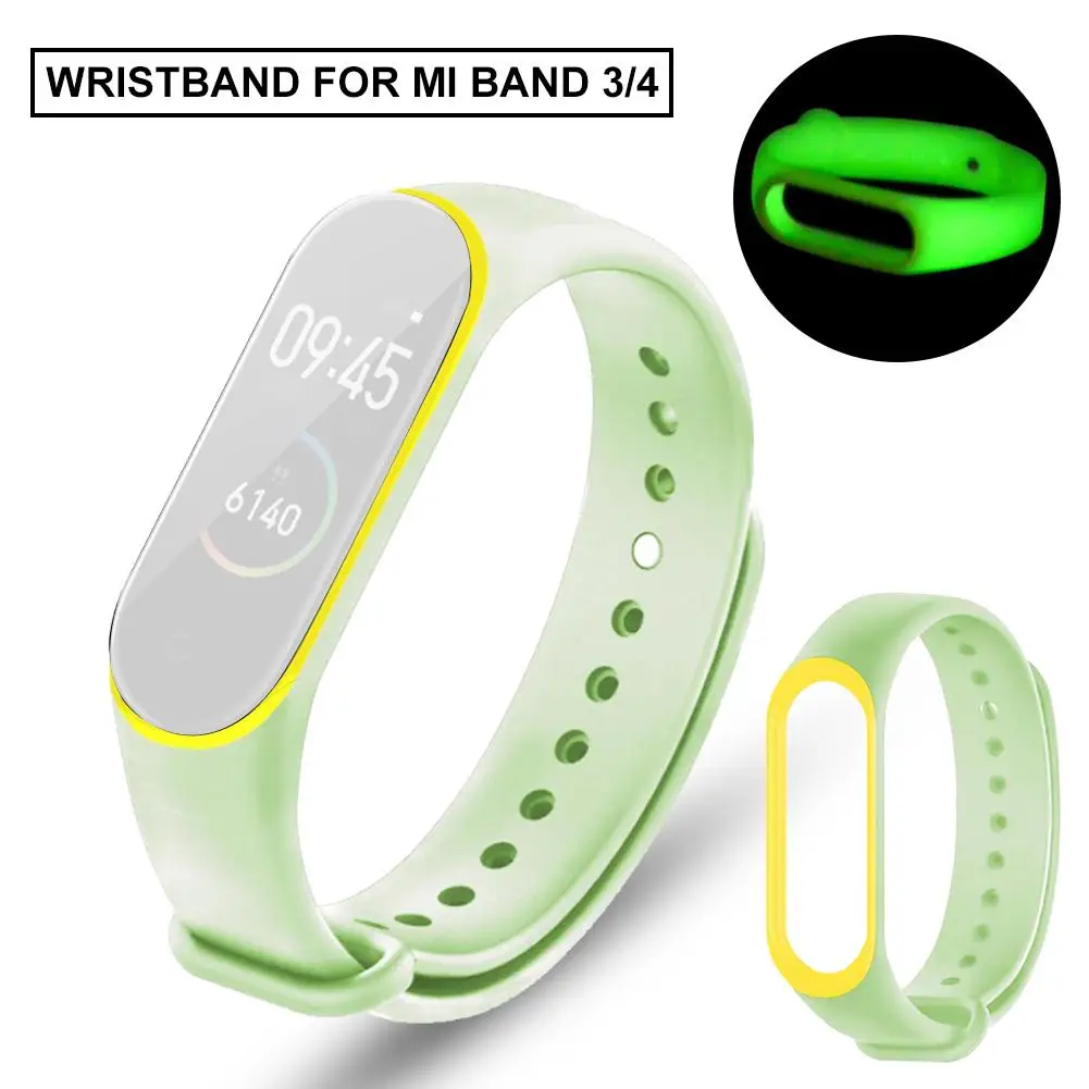 

Two-Color Luminous Wristband For Xiaomi Mi Band 3/4 Smart Bracelet Universal Silicon Replacement Fluorescent Strap