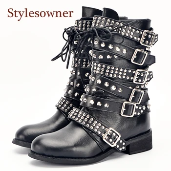 Newest Top Quality Big Buckle Strappy Spike Rivets Studs Women Short Boots Punk Cool Motorcycle Boots Shoes Woman Fashion
Newest Top Quality Big Buckle Strappy Spike Rivets Studs Women Short Boots Punk Cool Motorcycle Boots Shoes Woman Fashion