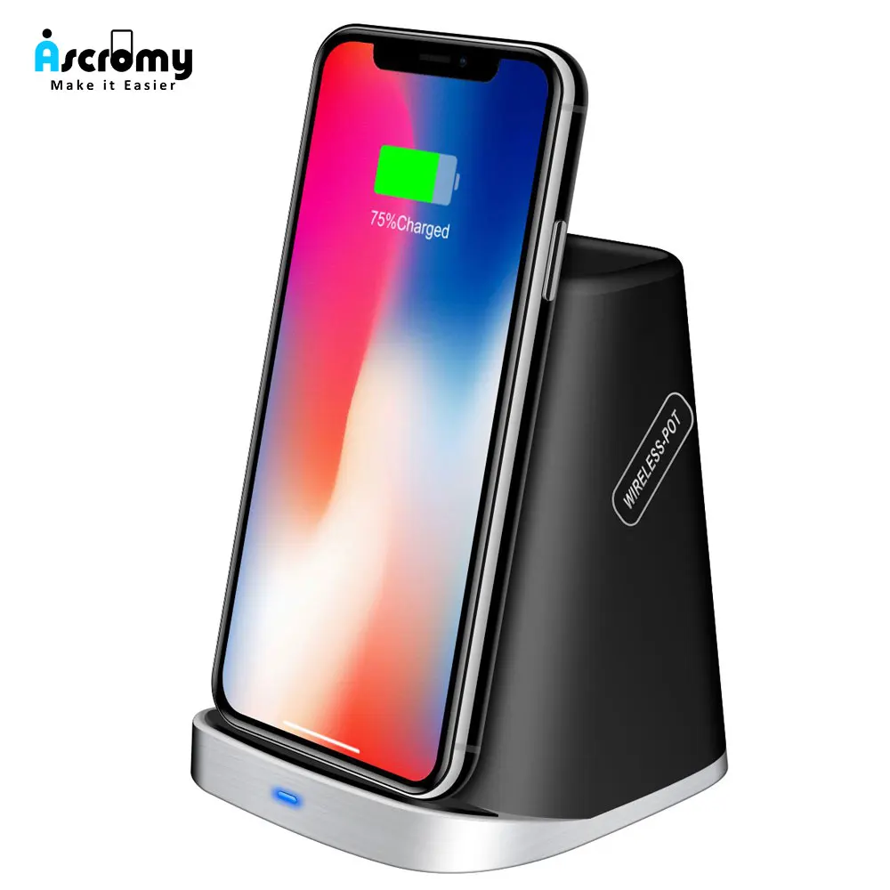Беспроводной зарядный держатель Ascromy 2 в 1 для iPhone XS Max X XR 8 Plus Samsung Galaxy S9 S8 Note 9