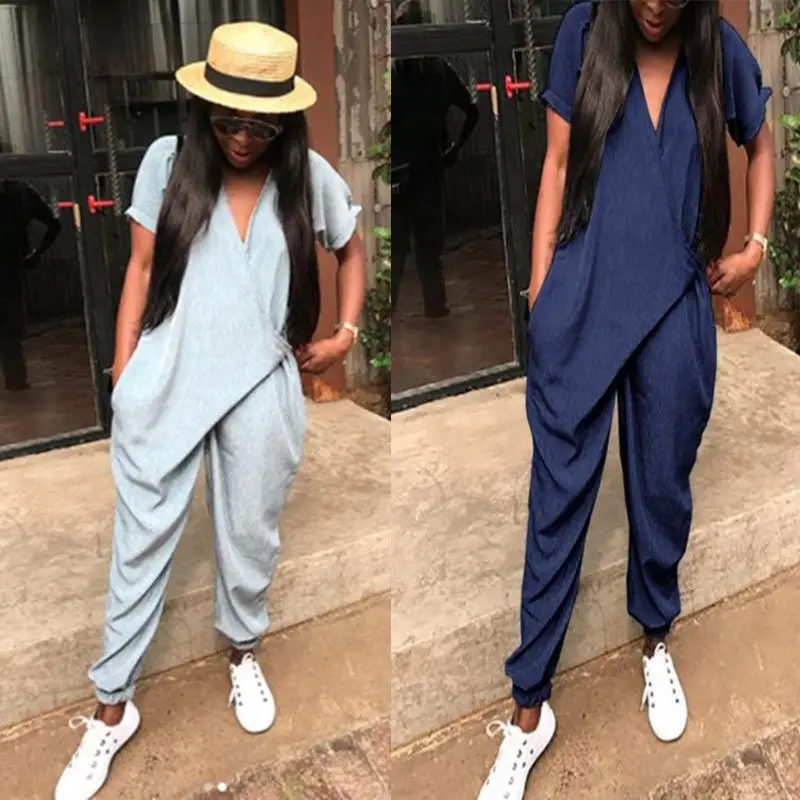 Women Clubwear For Female Playsuit Solid Casual Short Sleeve Party Jumpsuit Ankle Length Romper Trousers Pants 2018
Women Clubwear For Female Playsuit Solid Casual Short Sleeve Party Jumpsuit Ankle Length Romper Trousers Pants 2018