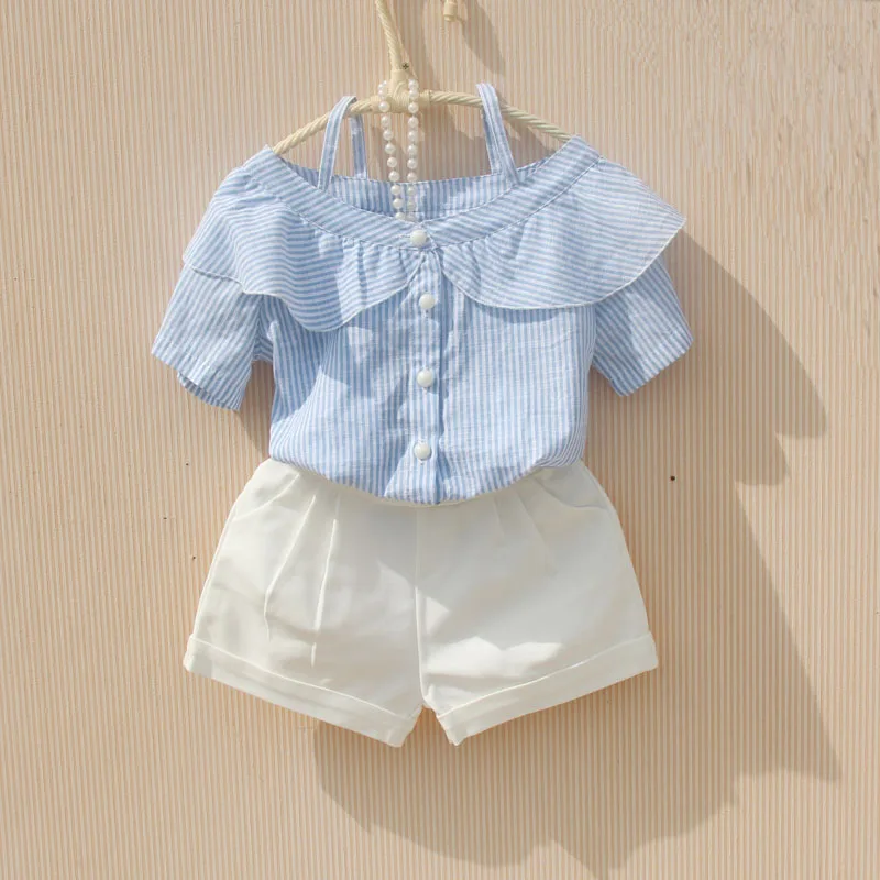 Летняя одежда для маленьких девочек комплект одежды детская детей футболка в