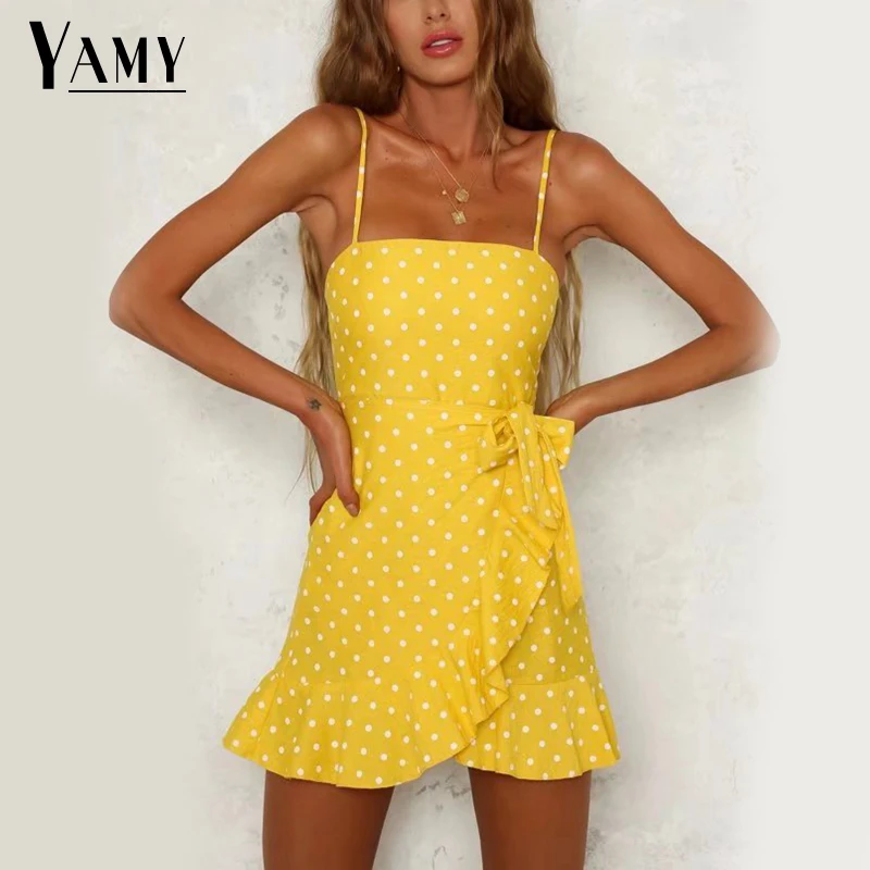 Vintage polka dots print boho yellow red ruffle dress elegant women kawaii bow tie casual beach party mini dress vestidos Summer
Vintage polka dots print boho yellow red ruffle dress elegant women kawaii bow tie casual beach party mini dress vestidos Summer