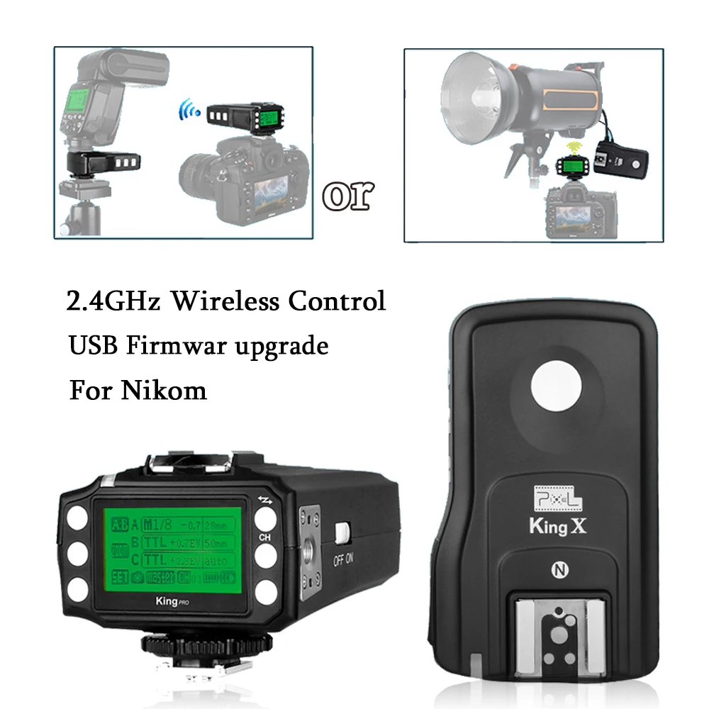 INSEESI Pixel King Pro LCD Screen 2.4GHz E-TTL Wireles Flash Trigger Kit For Nikon D90 D30 D200 D800 D5100 D3100 D3200 D7100DSLR
INSEESI Pixel King Pro LCD Screen 2.4GHz E-TTL Wireles Flash Trigger Kit For Nikon D90 D30 D200 D800 D5100 D3100 D3200 D7100DSLR