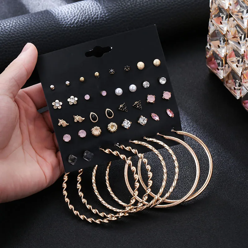 20 Pairs/set Fashion Female Metal Pearl Pink Rhinestone Stud Earrings Set For Women Gold Circle Big Earring Mix Party Jewelry
20 Pairs/set Fashion Female Metal Pearl Pink Rhinestone Stud Earrings Set For Women Gold Circle Big Earring Mix Party Jewelry