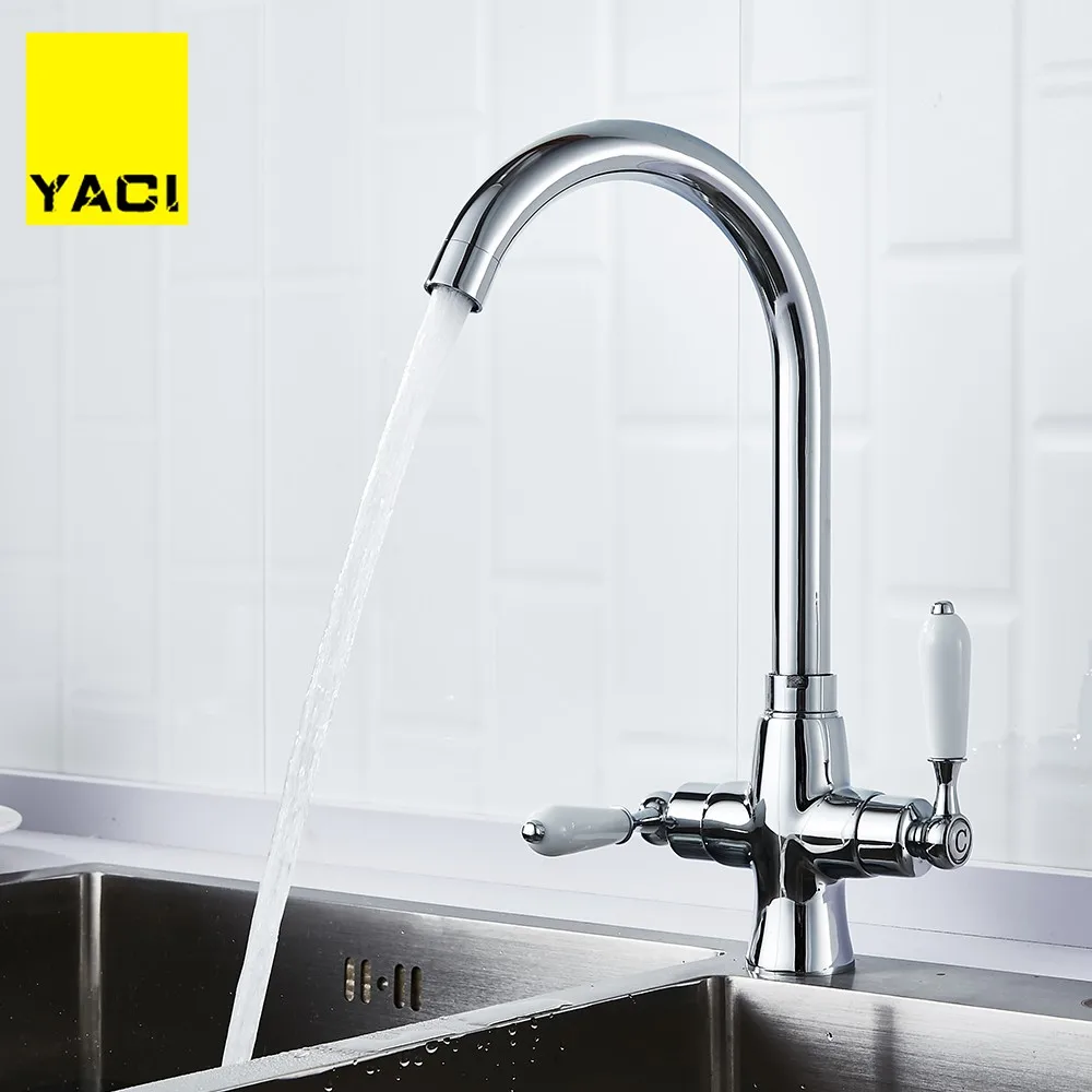 YACI Chrome Kitchen sink Faucet Double Handle Water Purification Function 360 Rotation restroom mixer
YACI Chrome Kitchen sink Faucet Double Handle Water Purification Function 360 Rotation restroom mixer