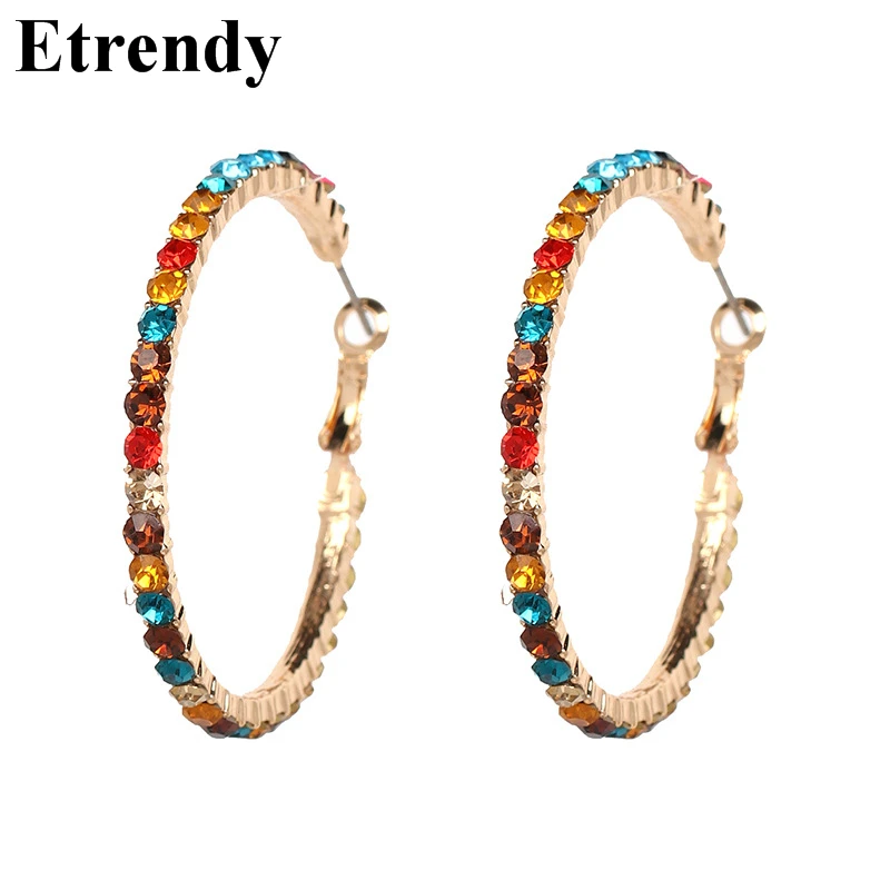 Colorful Rhinestone Hoop Earrings For Women New Fashion Jewelry Party Accessories Personality Statement Pendientes
Colorful Rhinestone Hoop Earrings For Women New Fashion Jewelry Party Accessories Personality Statement Pendientes