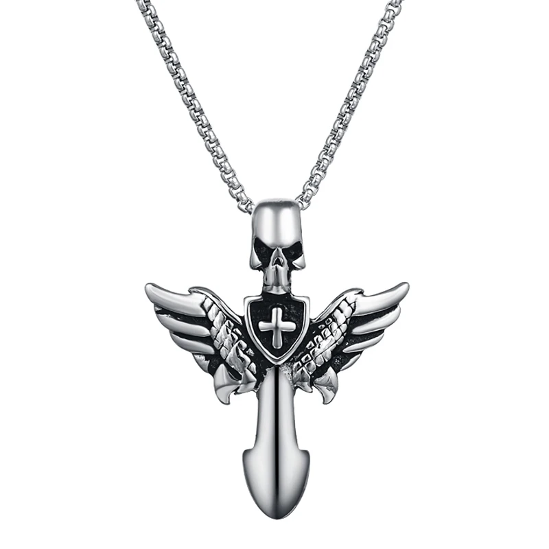 Men's Cross Necklace Punk Skull Head Pendant Necklaces Stainless Steel Angle Wing Necklaces for Man Jewelry
Men's Cross Necklace Punk Skull Head Pendant Necklaces Stainless Steel Angle Wing Necklaces for Man Jewelry