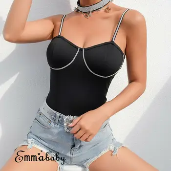 New Arrival Women Spaghetti Strap Bra Shaped Silver Hot Drilling Bodysuit Female Black Short Rompers Jumpsuit Clubwear
New Arrival Women Spaghetti Strap Bra Shaped Silver Hot Drilling Bodysuit Female Black Short Rompers Jumpsuit Clubwear
