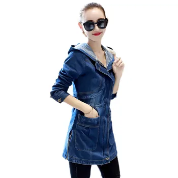 Denim Windbreaker Women Medium Long Outerwear 2018 Spring Autumn New Hooded Coat Loose Large Size S-5Xl Women Trench Coat DT0330
Denim Windbreaker Women Medium Long Outerwear 2018 Spring Autumn New Hooded Coat Loose Large Size S-5Xl Women Trench Coat DT0330