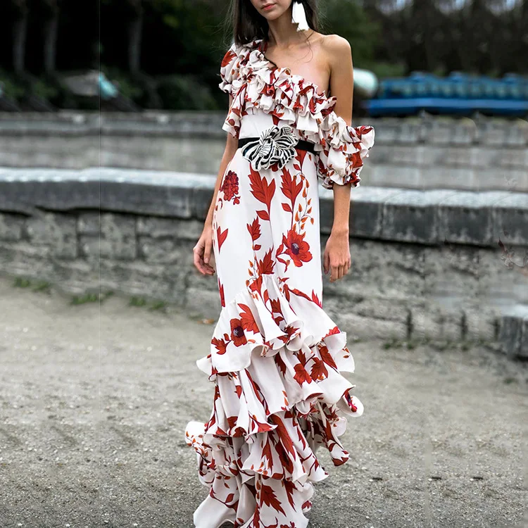 Sexy One Shoulder Bohemian Maxi Dresses for Women Floral Print Summer Beach Dresses Ruffles Floor Length Vestido 3XL
Sexy One Shoulder Bohemian Maxi Dresses for Women Floral Print Summer Beach Dresses Ruffles Floor Length Vestido 3XL