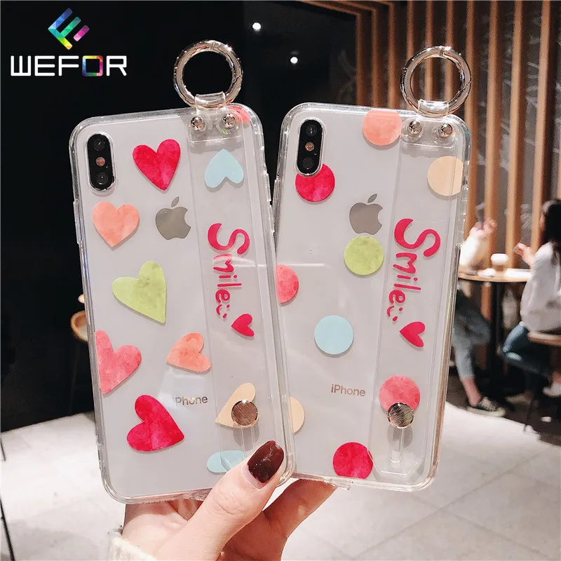 for iPhone X Xs Max XR 7 8 6 6s Plus Case Transparent Wristband Painting Strap Soft TPU Spots Love Flower Pattern Holder Case
for iPhone X Xs Max XR 7 8 6 6s Plus Case Transparent Wristband Painting Strap Soft TPU Spots Love Flower Pattern Holder Case