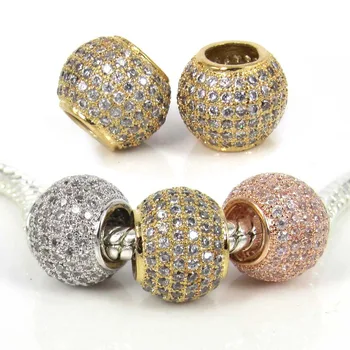 New 7*9mm Gold-Color European Micro Pave Zirconium Big Hole Brass Beads For Charm Pandora Bracelet Jewelry Making,Free Shipping
New 7*9mm Gold-Color European Micro Pave Zirconium Big Hole Brass Beads For Charm Pandora Bracelet Jewelry Making,Free Shipping