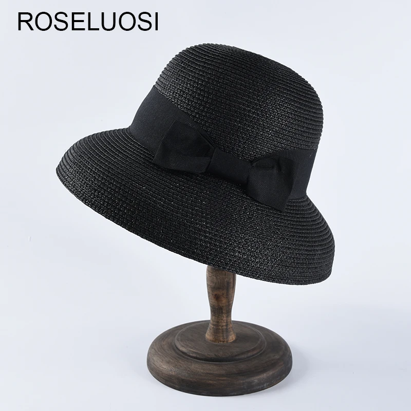 ROSELUOSI Women Summer Bow-Knot Sun Hat Casual Solid Color Beach Hats Vintage Sunscreen Straw Hat Chapeau Femme Ete
ROSELUOSI Women Summer Bow-Knot Sun Hat Casual Solid Color Beach Hats Vintage Sunscreen Straw Hat Chapeau Femme Ete