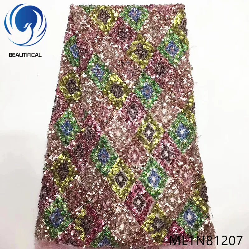 Beautifical nigerian lace fabrics 2019 high quality multicolor sequins net lace fabric for women dress 5yards/lot ML1N812
Beautifical nigerian lace fabrics 2019 high quality multicolor sequins net lace fabric for women dress 5yards/lot ML1N812