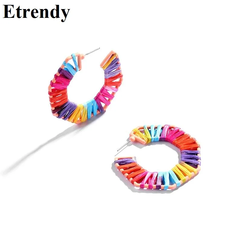 Bohemian Colorful Raffia Knit Big C Shaped Earrings For Women 2019 New Rainbow Color Handmade Ethnic Jewelry Wholesale
Bohemian Colorful Raffia Knit Big C Shaped Earrings For Women 2019 New Rainbow Color Handmade Ethnic Jewelry Wholesale
