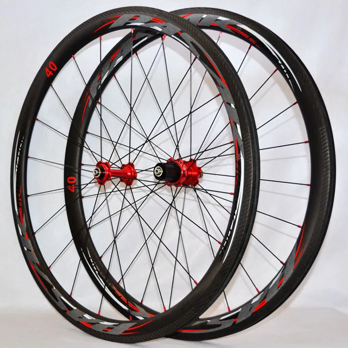 Top 700C Wheelset Carbon Wheels Road Bike Tubeless Wheel V/C Brake Profile 38-40-50-55mm Depth Clincher Carbon Rim Direct-pull 78