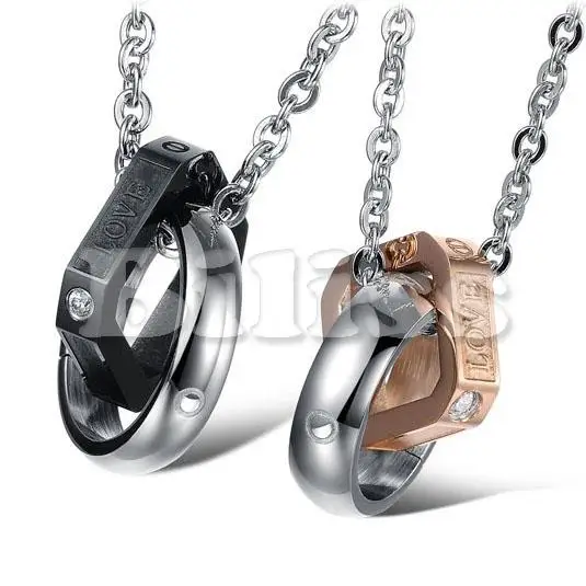 Hot Lovers 316L Stainless Steel His & Hers "Love" Circle Black & Rose Gold Plated Couple Pendant Necklaces Set - 1 PCS
Hot Lovers 316L Stainless Steel His & Hers "Love" Circle Black & Rose Gold Plated Couple Pendant Necklaces Set - 1 PCS