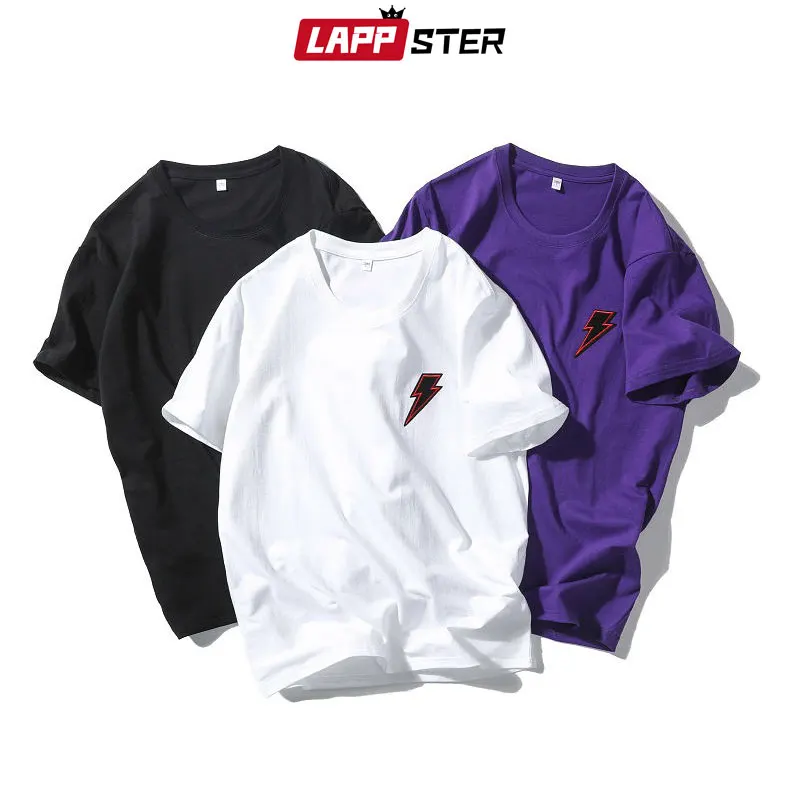 LAPPSTER Summer Men Lightning Funny T Shirt 2019 Mens Embroidery Streetwear Hip Hop T-shirt Black T Shirts Harajuku Tees 4XL
LAPPSTER Summer Men Lightning Funny T Shirt 2019 Mens Embroidery Streetwear Hip Hop T-shirt Black T Shirts Harajuku Tees 4XL
