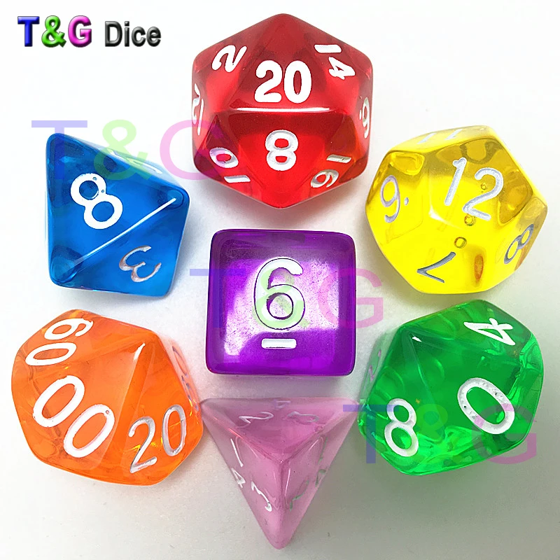 Colorful dice 7pcs/Set Dungeons&Dragons,Transparent Dice Set for D4-D20 RPG MTG Board Game.
Colorful dice 7pcs/Set Dungeons&Dragons,Transparent Dice Set for D4-D20 RPG MTG Board Game.