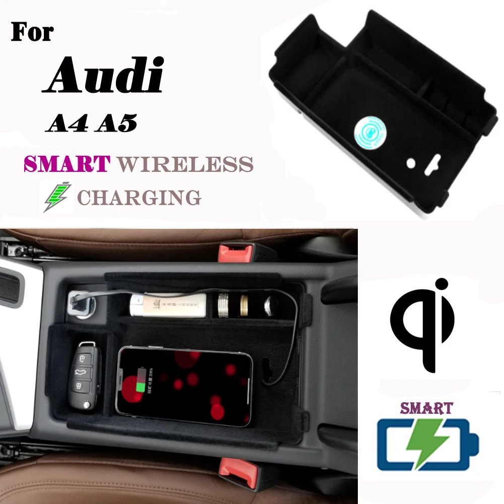 For Audi QI Wireless charger Smart Wireless charging Phone Holder Storage Box For A4 A5
For Audi QI Wireless charger Smart Wireless charging Phone Holder Storage Box For A4 A5