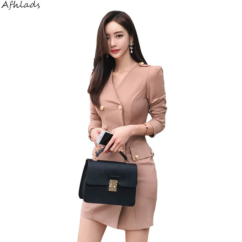 New Korean version 2018 autumn double-breasted Slim thinness long sleeve V-neck sexy style Khaki fashion bodycon jacket dress
New Korean version 2018 autumn double-breasted Slim thinness long sleeve V-neck sexy style Khaki fashion bodycon jacket dress