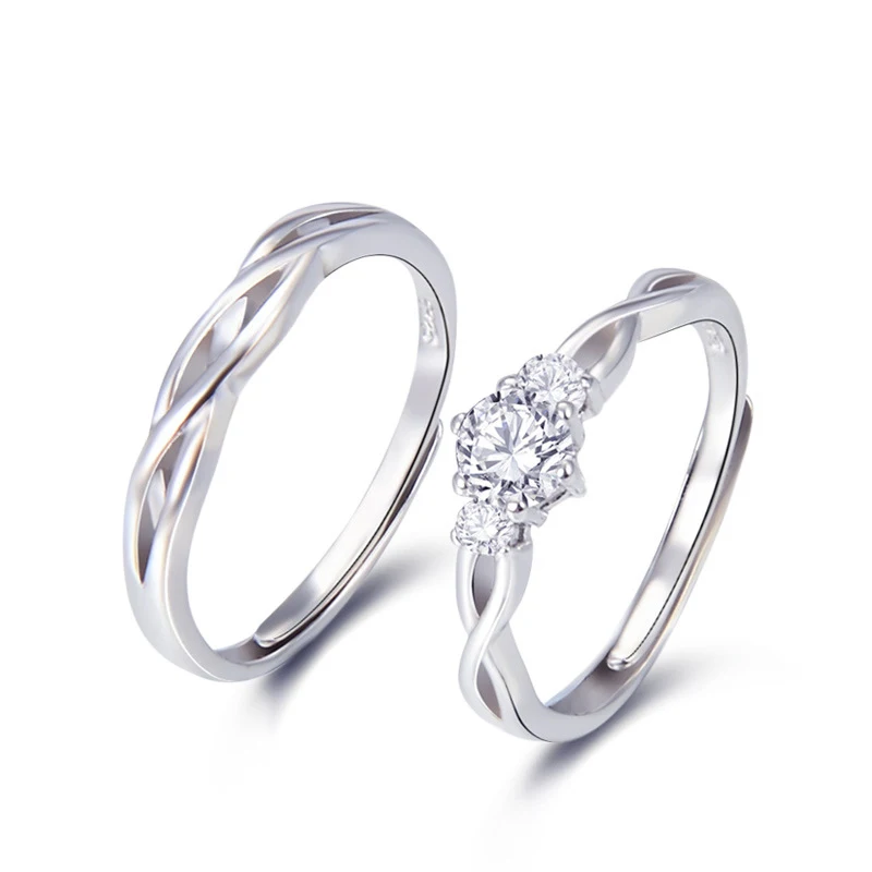 Vintage Hollow 925 Sterling Silver Rings Resizable Wedding Band Ring Set Twist Love Ring Zircon Jewelry Classic Couple Rings
Vintage Hollow 925 Sterling Silver Rings Resizable Wedding Band Ring Set Twist Love Ring Zircon Jewelry Classic Couple Rings