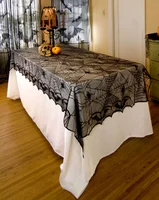 1 pcs lace black spider web halloween tablecloth tablecover rectangle 240120 cm halloween decoration