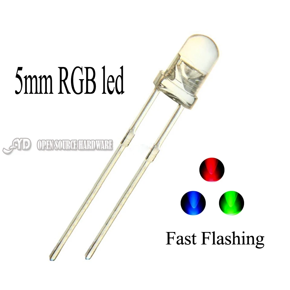 500pcs Water Clear LED 10mm RGB Fast flashing Flash Automatically LED Diodes