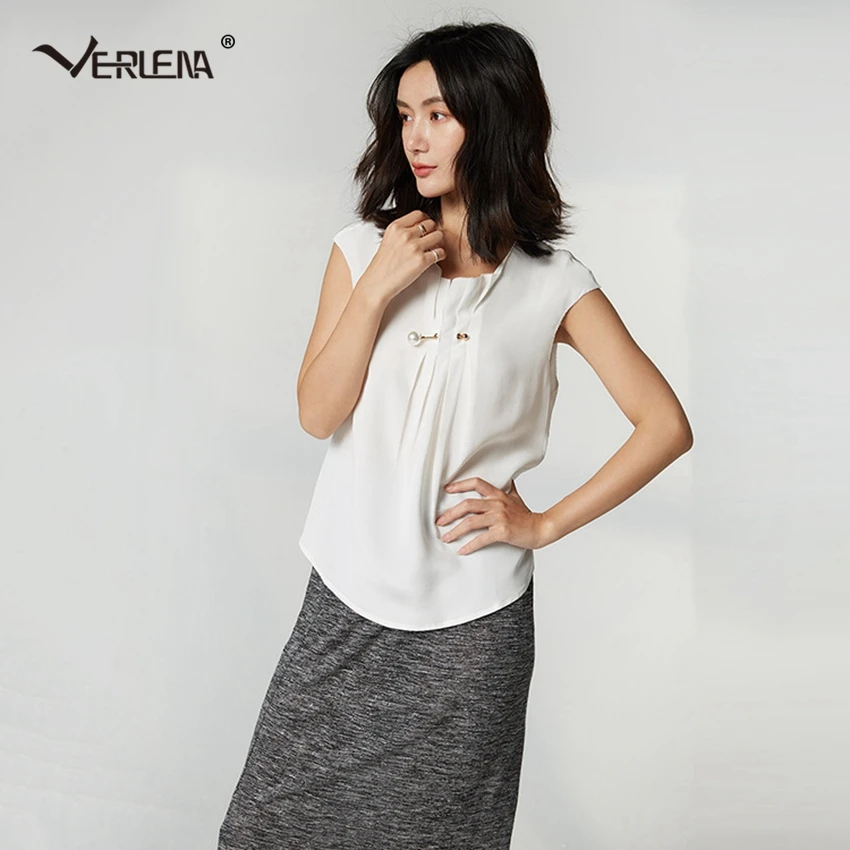 Verlena 2018 plus size XL 30mm 100% Silk White Blouse Short Capped Sleeve Women Clothes Womens Tops Blouses Pearl Ladies Shirt
Verlena 2018 plus size XL 30mm 100% Silk White Blouse Short Capped Sleeve Women Clothes Womens Tops Blouses Pearl Ladies Shirt