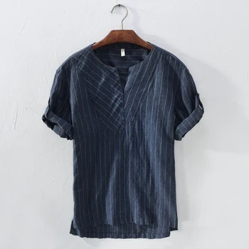 Korea style 2018 new short-sleeved linen shirts men brand business casual loose men shirt stripe flax male shirt chemise homme
Korea style 2018 new short-sleeved linen shirts men brand business casual loose men shirt stripe flax male shirt chemise homme