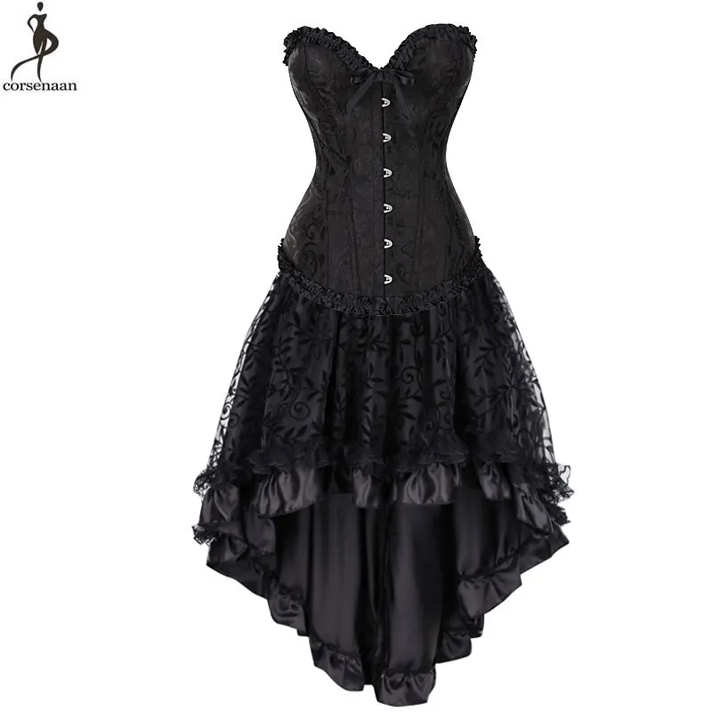 Elegant Corset Dress Set Sexy Bustier Top Satin Lace Dress Overbust Korset Women Dresses Suit Outfit Showgirl Gothic Gorset Hot
Elegant Corset Dress Set Sexy Bustier Top Satin Lace Dress Overbust Korset Women Dresses Suit Outfit Showgirl Gothic Gorset Hot
