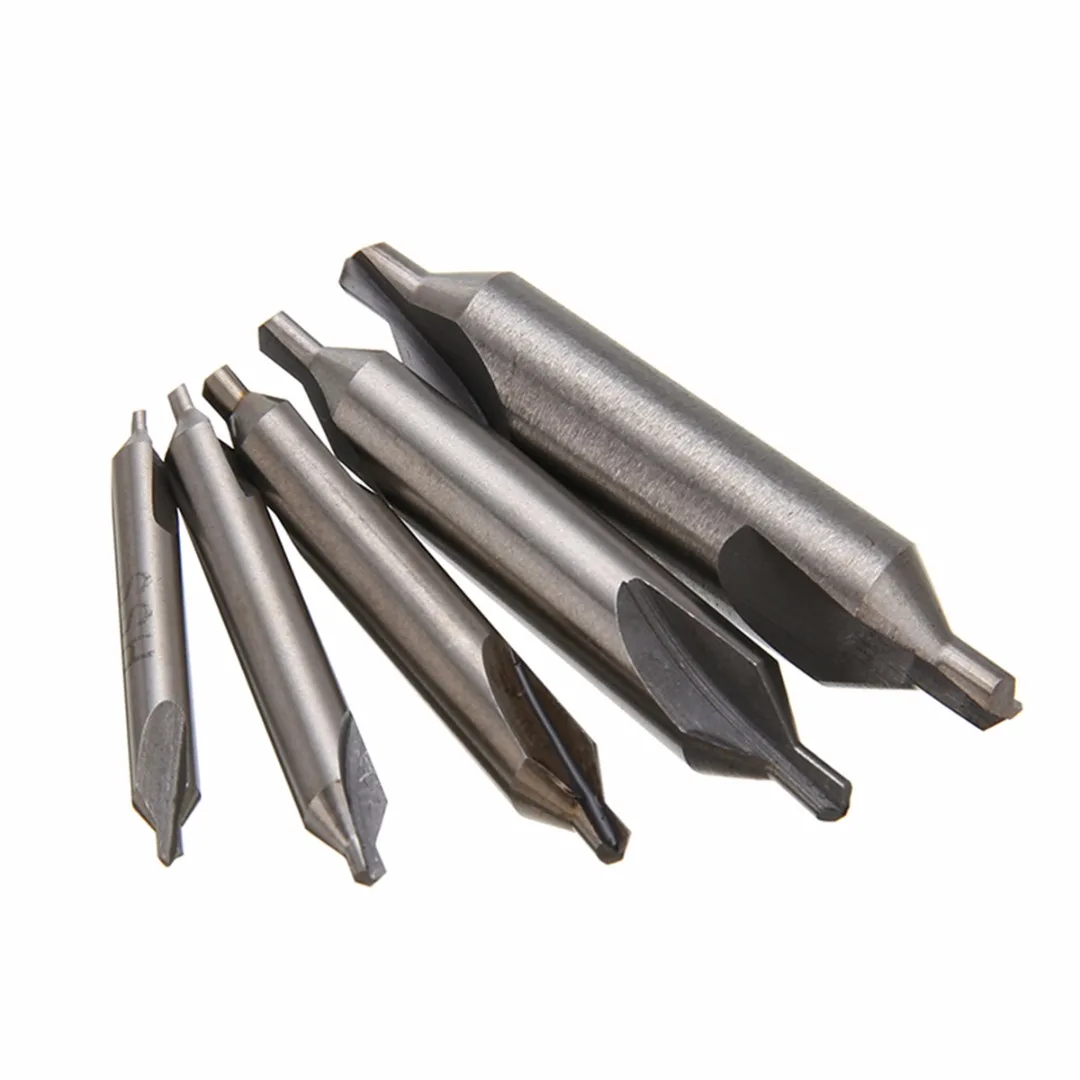 5pcs HSS Combined Center Drills Bits Set 60 Degree Angle Countersink Tool Kit 1.5-4mm