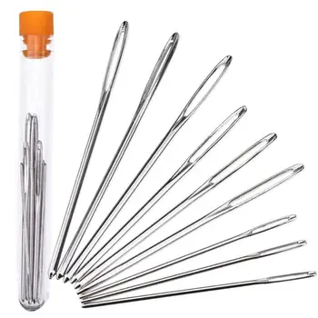 9 Pcs Large Eye Sewing Bodkin Needles Stainless Steel Wool Sewing Embroidery Tapestry 5.2-7 cm Cross Darning Stitchery Needles
