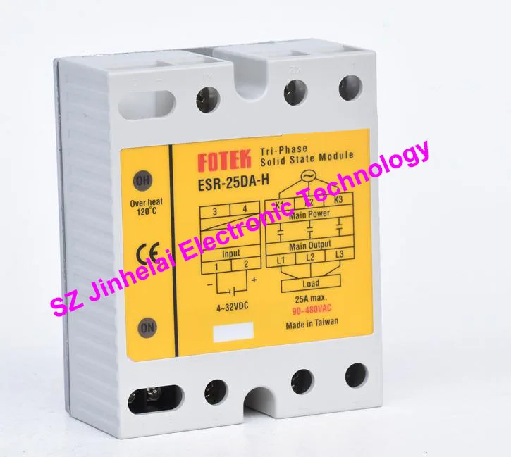 ESR-25DA-H New and original FOTEK Three-phase solid state relay,3-Phase Solid state module 25A
ESR-25DA-H New and original FOTEK Three-phase solid state relay,3-Phase Solid state module 25A