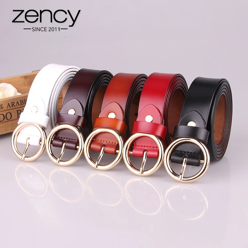 Zency Luxury Brand 100% Genuine Leather Women Belts High Quality Fashion Round Pin Buckle Waist Belt For Jeans Black White Brown
Zency Luxury Brand 100% Genuine Leather Women Belts High Quality Fashion Round Pin Buckle Waist Belt For Jeans Black White Brown