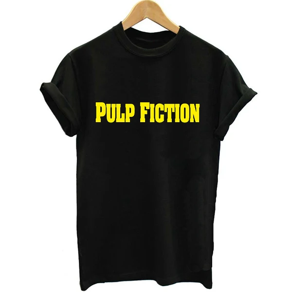 Pulp Fiction T shirt Women Black T-shirt Yellow Letter Print Female Clothes Tee Summer Harajuku Comic-con Manga Tshirts
Pulp Fiction T shirt Women Black T-shirt Yellow Letter Print Female Clothes Tee Summer Harajuku Comic-con Manga Tshirts