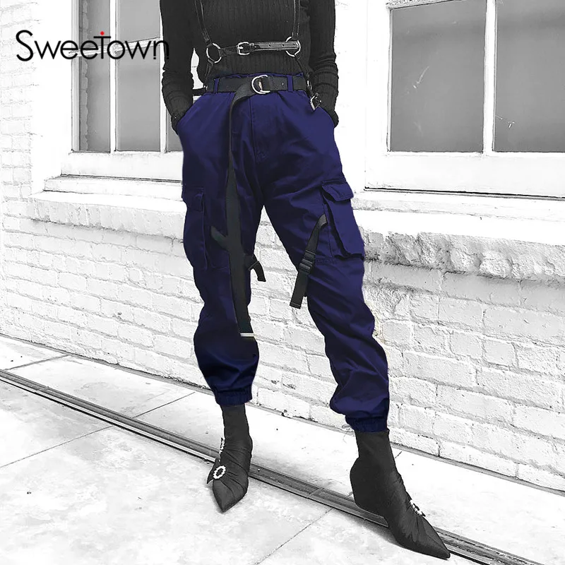 Sweetown Plus Size Cargo Pants Women High Waist Pantalon Harajuku Femme Blue Loose Street Style Pocket Trousers Women Streetwear
Sweetown Plus Size Cargo Pants Women High Waist Pantalon Harajuku Femme Blue Loose Street Style Pocket Trousers Women Streetwear