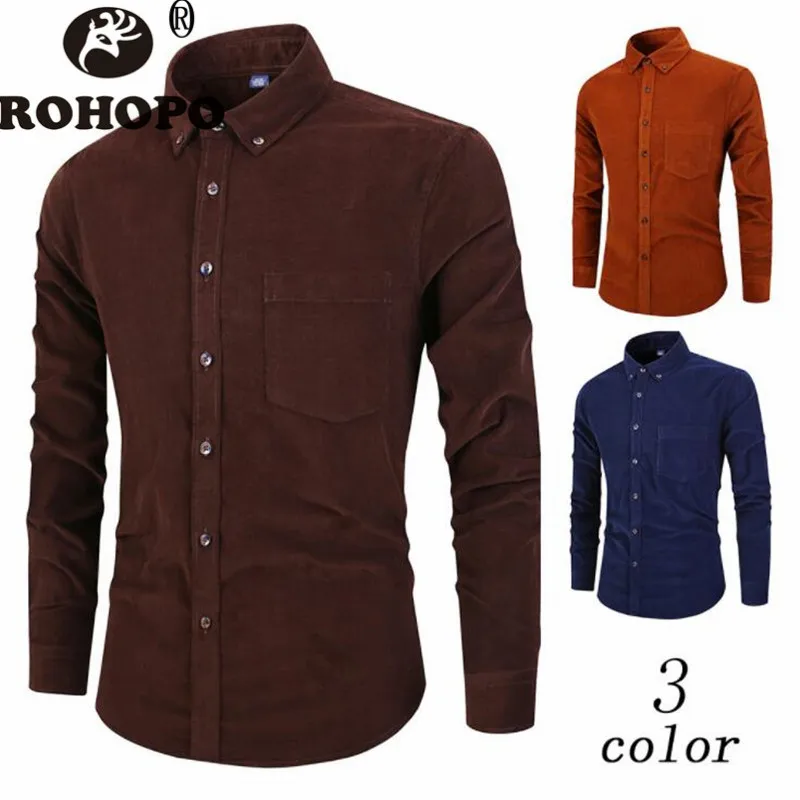 Long Sleeve Corduroy Cotton Shirt Men Deep Coffee Autumn Male Casual Shirts Solid Single Breast Buttons Men Office Outwear 2019
Long Sleeve Corduroy Cotton Shirt Men Deep Coffee Autumn Male Casual Shirts Solid Single Breast Buttons Men Office Outwear 2019
