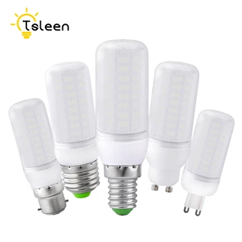 

TSLEEN E27 LED Lamp E14 B22 GU10 G9 LED Bulb Smart IC 220V 110V Corn Light No Flicker 48 56 69 72LEDs SMD 5730 Chandelier Light