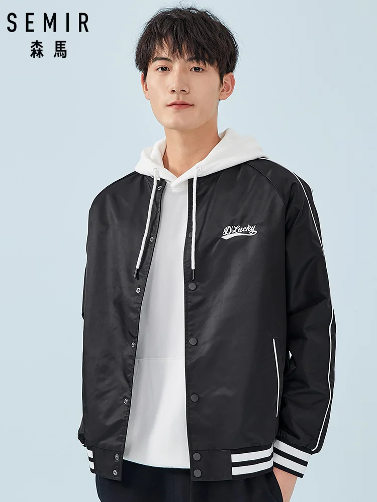 SEMIR Men Contrasting Baseball Jacket Embroidered Bomber Jacket Men's Sport Jacket with Side Strip at Sleeve Snap Button Closure
SEMIR Men Contrasting Baseball Jacket Embroidered Bomber Jacket Men's Sport Jacket with Side Strip at Sleeve Snap Button Closure